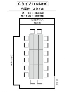 G　　作業台（１６名着席）スタイル　使用例１